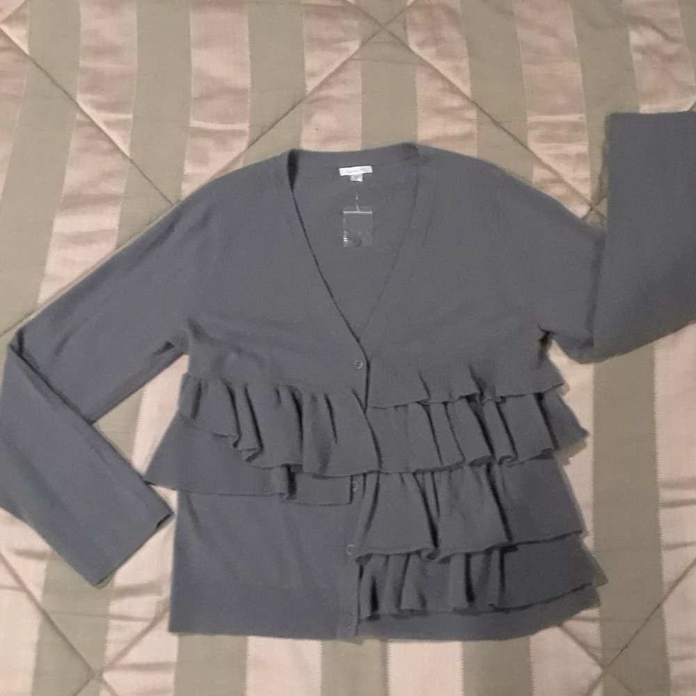 Gray Ruffle Cardigan
